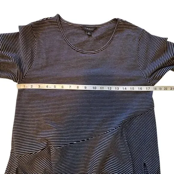 Tirelli Australia Dress Navy Striped Diagonal Seam, 3/4 sleeves, pockets, sz M - Picture 6 of 12